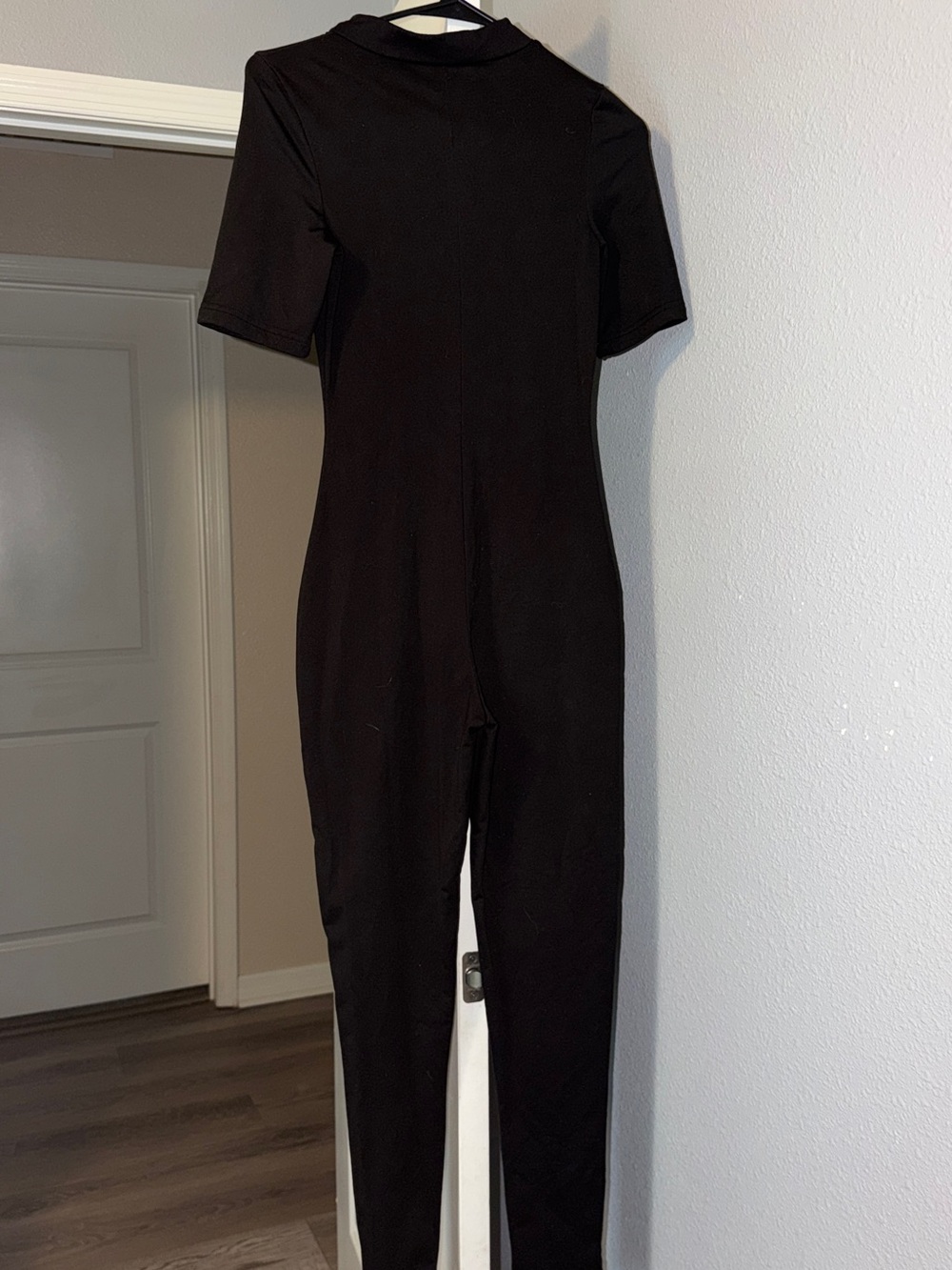 Black Short-Sleeve Slim Jumpsuit - Classic Women's One-Piece